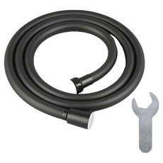 MALLTOYOU 防纏繞無水垢蓮蓬頭軟管 + 板手套組, 黑色(軟管), 2m