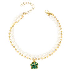 웨이비데이즈 반려동물 엘로 레이어드 펜던트 비즈 목걸이, 골드그린, 1개