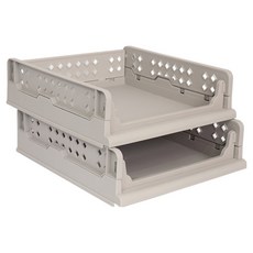 키친앤홈 슬라이딩 리빙박스, 그레이, 2개