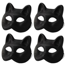 PARTY 09 貓咪面具 4入, 1套, 黑色