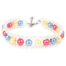 웨이비데이즈 반려동물 이벨리 비즈 목걸이, 레인보우, 1개