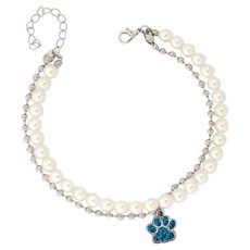 웨이비데이즈 반려동물 엘로 레이어드 펜던트 비즈 목걸이, 실버블루, 1개