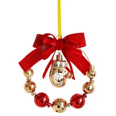 Treova 現代人造花環裝飾, 1個, 紅金色緞帶