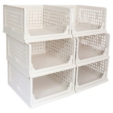 Living Sunday 折疊式滑動生活收納箱, 白色, 6個