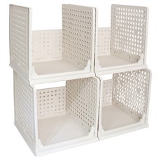 키친앤홈 접이식 슬라이딩 리빙박스, 화이트, 4개