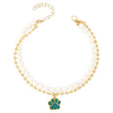 웨이비데이즈 반려동물 엘로 레이어드 펜던트 비즈 목걸이, 골드블루, 1개