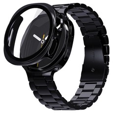 KANTAM Galaxy Watch 金屬錶帶 + 全覆蓋保護殼組合, 1套, 黑色