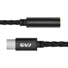 CVJ CT4 小尾巴 DAC Type-C 轉 4.4mm 耳機轉接頭, 150mm, 黑色, 1個