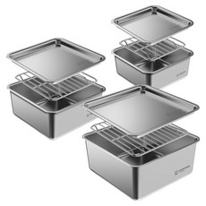 WAGENSTEIGER Quadtrat 無研磨不鏽鋼儲物罐 + 置物架 + 蓋子 淺款, 1套, 450ml + 750ml + 1.1L