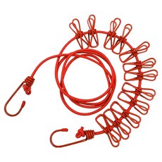 DIBOTE 迪伯特 戶外防風彈力曬衣繩 W3006-1 1.7m 12夾, 1套, 紅色