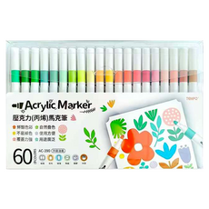 TEMPO 節奏牌 壓克力丙烯馬克筆, 60色, 1組