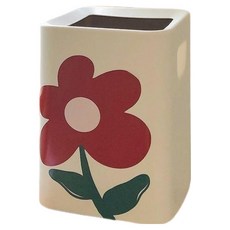 썬앤드림 플라워 카페 매장 예쁜 사각 휴지통 12L, 레드 플라워