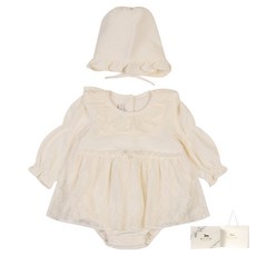 ETTOI 新生兒用安娜蕾絲連身衣 + 帽子套組 + 提袋 + 禮物包裝