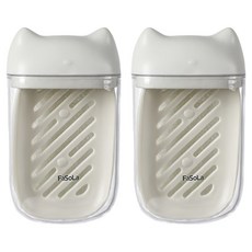 FaSoLa 旅行便攜式瀝水半透明香皂盒, 白色, 2個