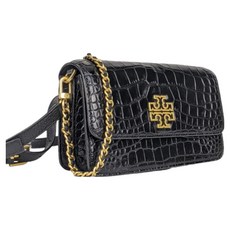 TORY BURCH 皮紋皮革斜背包 S1086063, 黑色