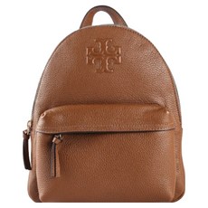 TORY BURCH 雙T-LOGO荔紋皮革後背包 S1078711, 焦糖色