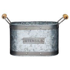 KitchenCraft 4格工業風餐具鏟匙收納筒, 1個, 銀黑色