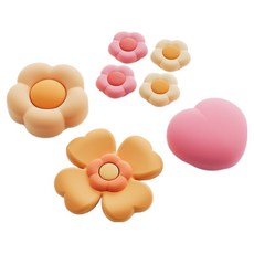 GEEKSHARE Joytron 任天堂 Switch2 Joy-Con2 搖桿套 按鍵套 搖桿 + 按鍵帽組, 1套, 單一商品, 花朵愛心 粉紅黃色