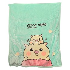 台灣 AGAPE 兒童萬用柔暖小寶被, 綠色貪吃豬豬