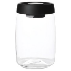 豪割達人 真空保鮮玻璃按壓式免工具密封罐 黑色圓形款, 1個, 1.2L