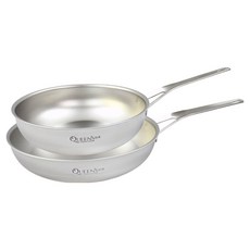 Kitchen-Art Queens 電磁爐適用 全五層316不鏽鋼無研磨劑平底鍋 2件組 2個, 銀色, 1套, 平底鍋 28cm + 炒鍋 26cm