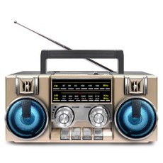 코비 레트로 아날로그 다이얼 FM 라디오 블루투스 스피커, CRF-55B, 골드