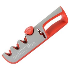 가정용 주방 다용도 4단계 칼 가위갈이 샤프너, 그레이 + 레드, 1개