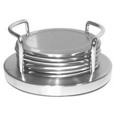 現代不鏽鋼杯墊 + 收納架套組, 銀色, 1套