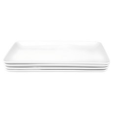 Love 骨瓷陶瓷長方形盤, 長方形盤, 4個, 白色