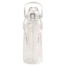 QLZHS 一鍵彈蓋直飲吸管兩用運動水壺, 1個, 白色, 2L