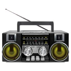 코비 레트로 아날로그 다이얼 FM 라디오 블루투스 스피커, CRF-55B, 블랙