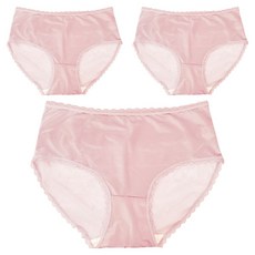 FITVEL 日系蕾絲冰絲性感內褲3件組, 玫瑰豆沙