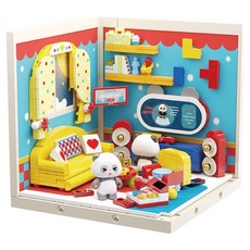 JAKi 佳奇 相容積木 微型城鎮 熊貓多功能房 FK003, 1個, 混合顏色