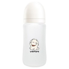 유비맘 안심 수유 실리콘 코팅 유리 젖병 240ml + 젖꼭지 세트, 구름 화이트, 1세트