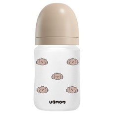 유비맘 안심 수유 실리콘 코팅 유리 젖병 180ml + 젖꼭지 세트, 초코, 1세트