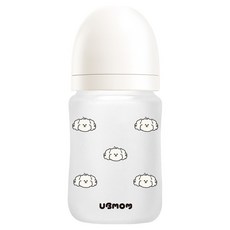 유비맘 안심 수유 실리콘 코팅 유리 젖병 180ml + 젖꼭지 세트, 구름 화이트, 1세트
