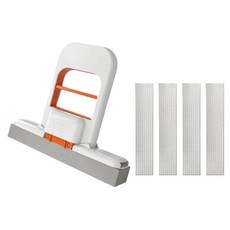 Tongkeun Changgo 輕巧可折疊迷你抹布拖把 主體 + 4p替換頭組 白色橘色, 1套