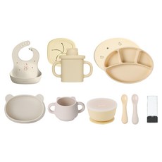 MODU'I BLUEMAMA 餵食7件組嬰兒餐具禮盒, 小雞黃, 1套