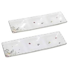 Fleur 白色三格分隔盤, 2個, 白色