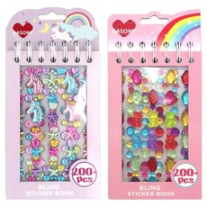 達索尼 滿滿心意串珠裝飾 水鑽愛心星星寶石貼紙書 2款套組, 1套, 隨機出貨