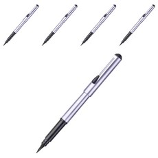 Pentel 飛龍文具 攜帶卡式毛筆 紫軸 XGFKPP-A, 黑色, 5個裝