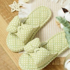 Ignas 三層氣墊舒適防層間噪音圓點棉拖鞋, 1個, 05 綠色