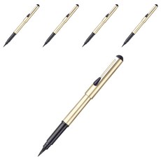 Pentel 飛龍文具 攜帶卡式毛筆 金軸 XGFKPP-A, 黑色, 5個裝