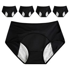 FITVE 中腰冰絲透氣生理防側漏內褲5件組, 黑色