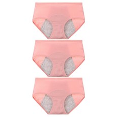 FITVEL 低腰純棉生理防側漏內褲三件組, 粉色