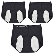 FITVEL 高腰舒適防漏生理女內褲 3件組, 黑色