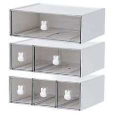樂居家 兔兔抽屜式收納盒 高款3件組 單抽 + 雙抽 + 三抽, 1層, 白色