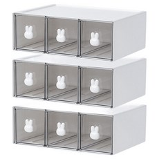 樂居家 兔兔抽屜式收納盒 高款三抽 3個, 1層, 白色