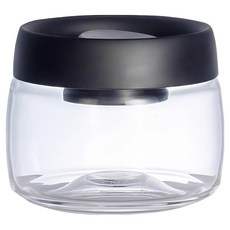 豪割達人 真空保鮮玻璃按壓式免工具密封罐 黑色圓形款, 1個, 400ml