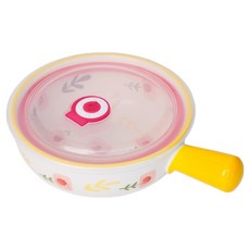 인블룸 스프링 세라믹 손잡이 그릇 + 뚜껑 세트, 옐로우, 1세트